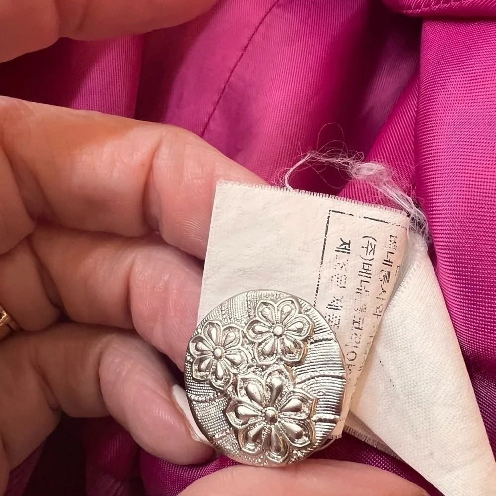 United Colors of Benetton pink light lined corduroy‎ jacket w/ silver button. M - Picture 8 of 11